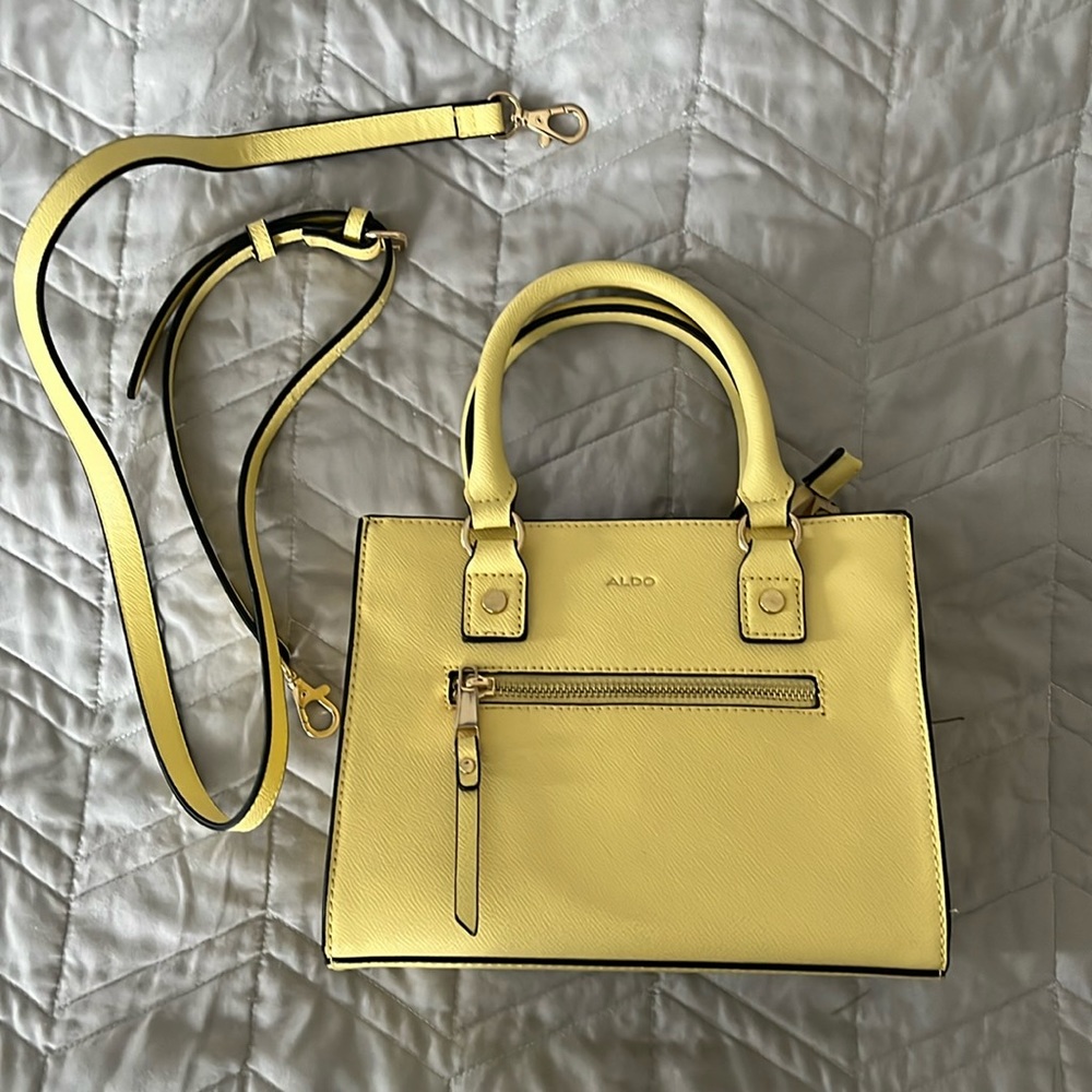 Pale, yellow, Aldo handbag with strap for crossbody.